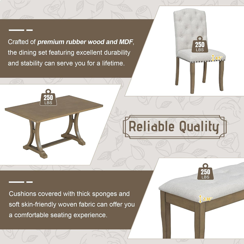 Harper & Bright Designs Classic and Traditional Style 6 - Piece Dining Se...