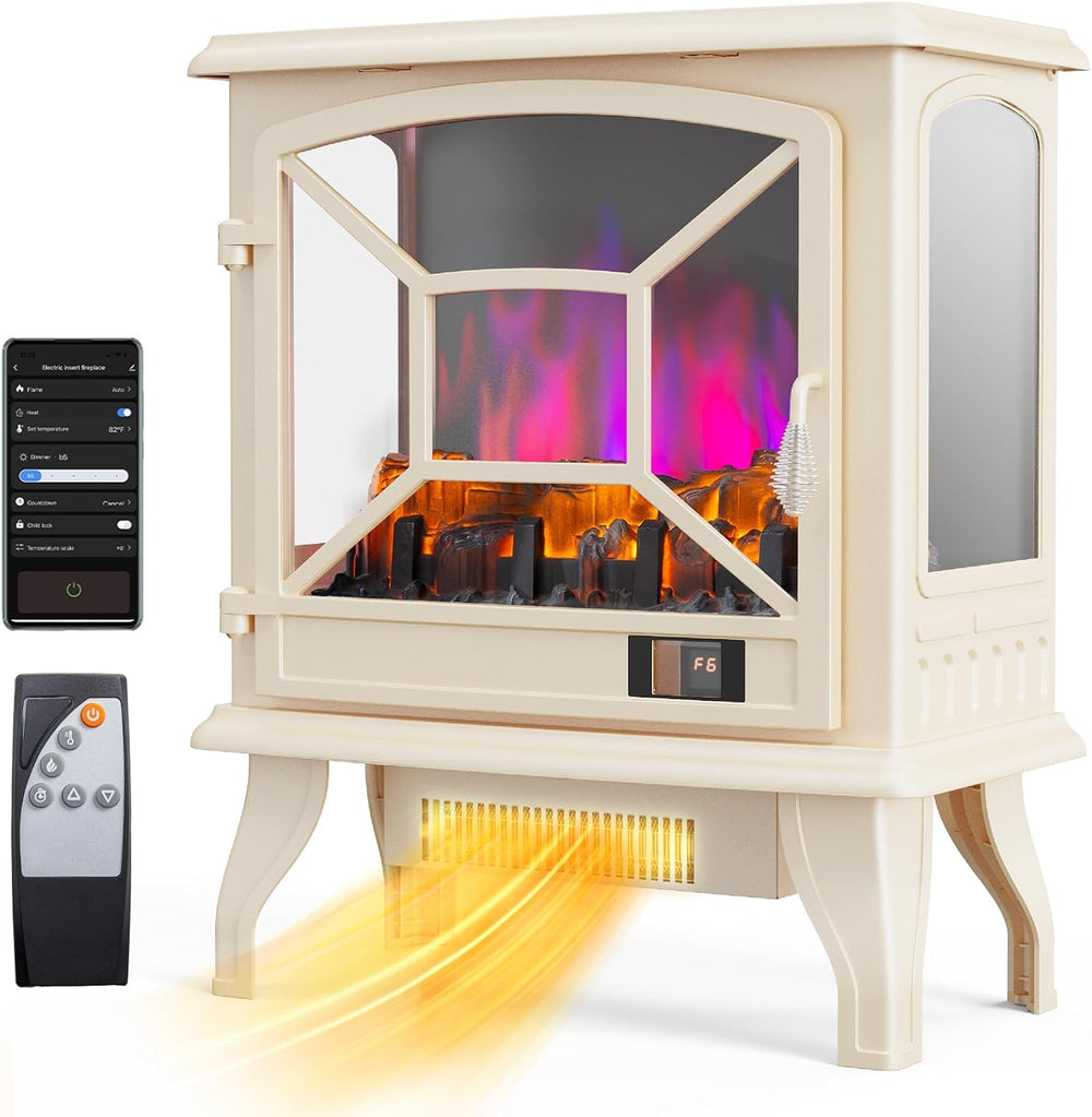 ROVSUN 1400W Electric Fireplace Stove Space Heater, 23''H Portable Fr...