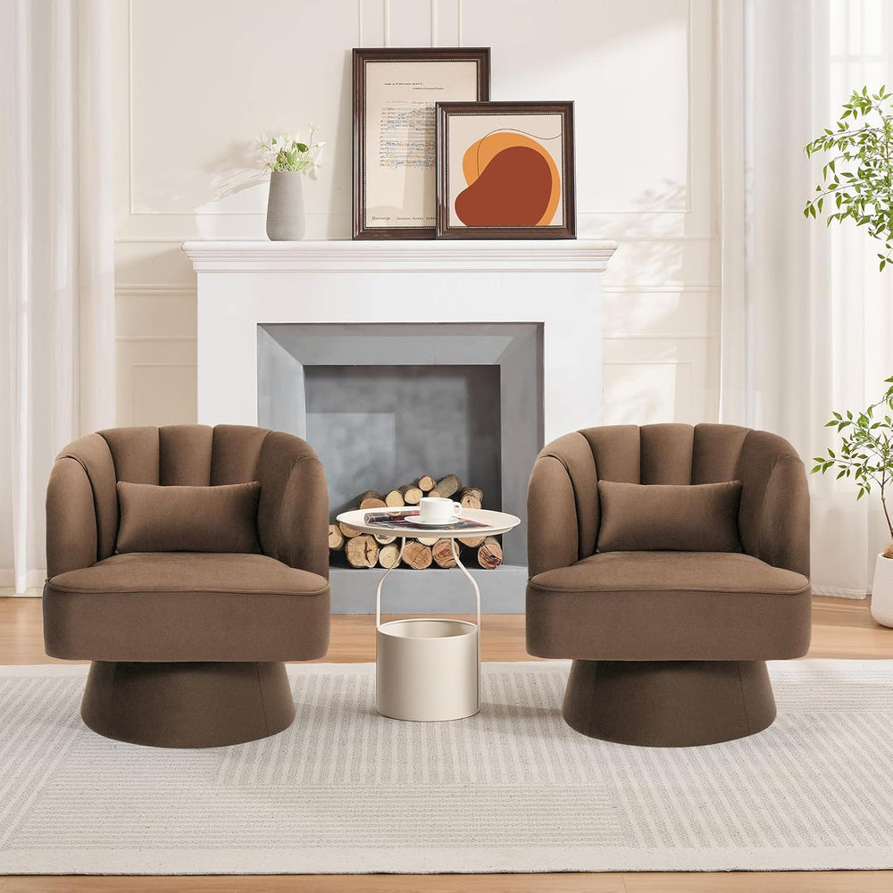 GarveeHome Modern Swivel Barrel Accent Chair, 360 Degree Velvet Upholstered A...
