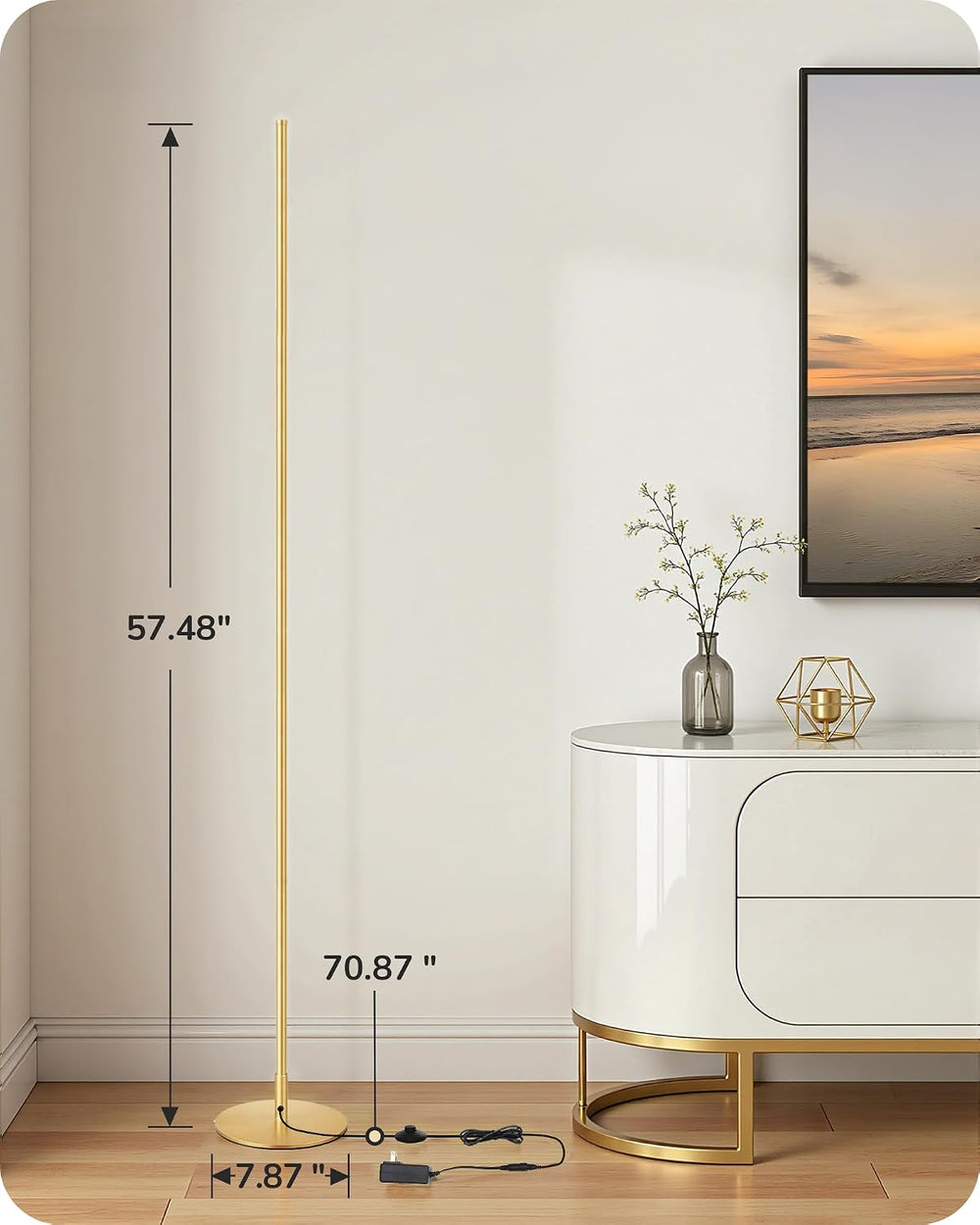 EDISHINE 2 Pack 57.5” Corner Lamp with Remote, 7 CCT Adjustable & Dimmable