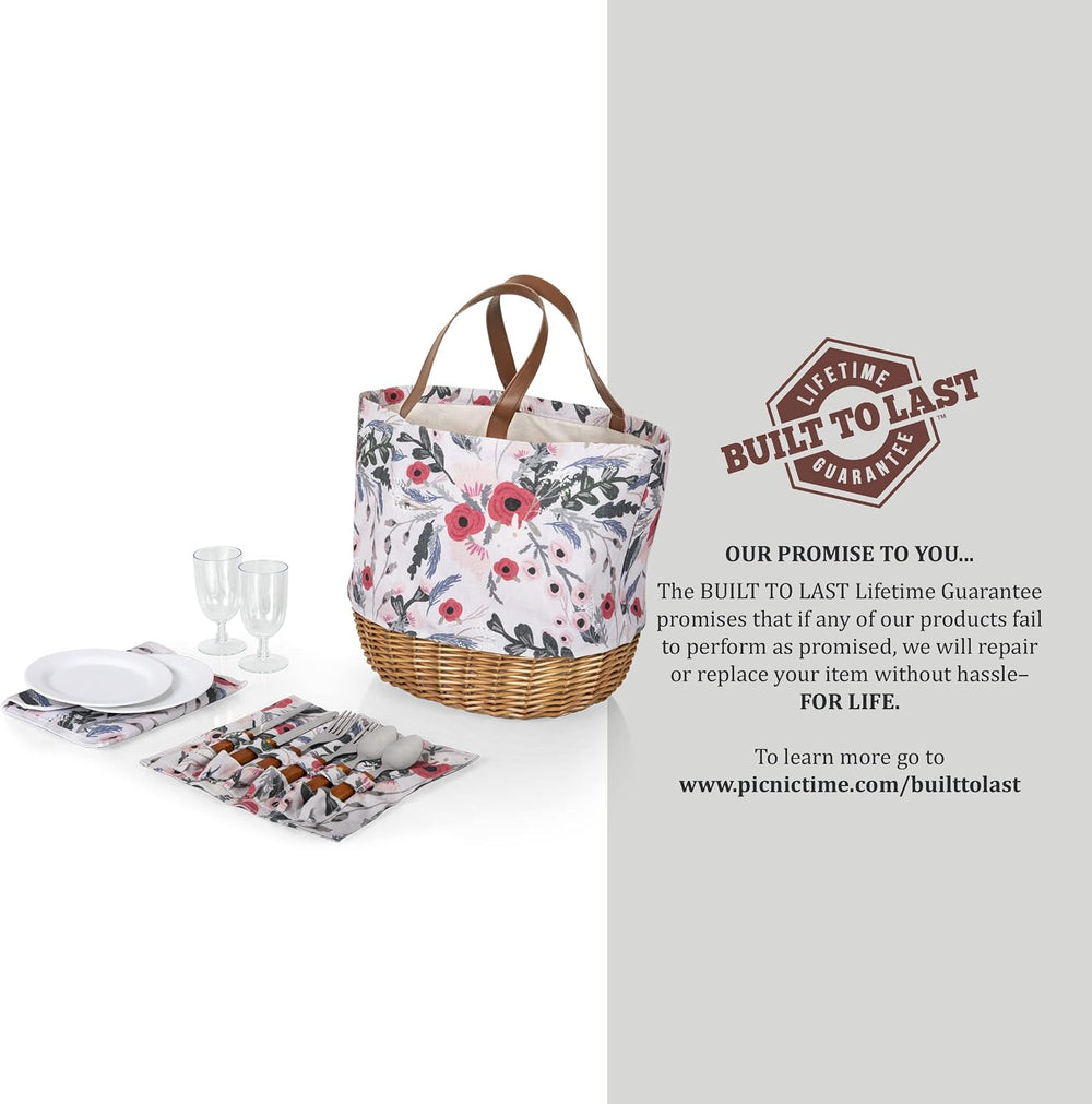 Picnic TIME Promenade Picnic Basket for 2, Canvas and Willow Picnic Set - Inc...