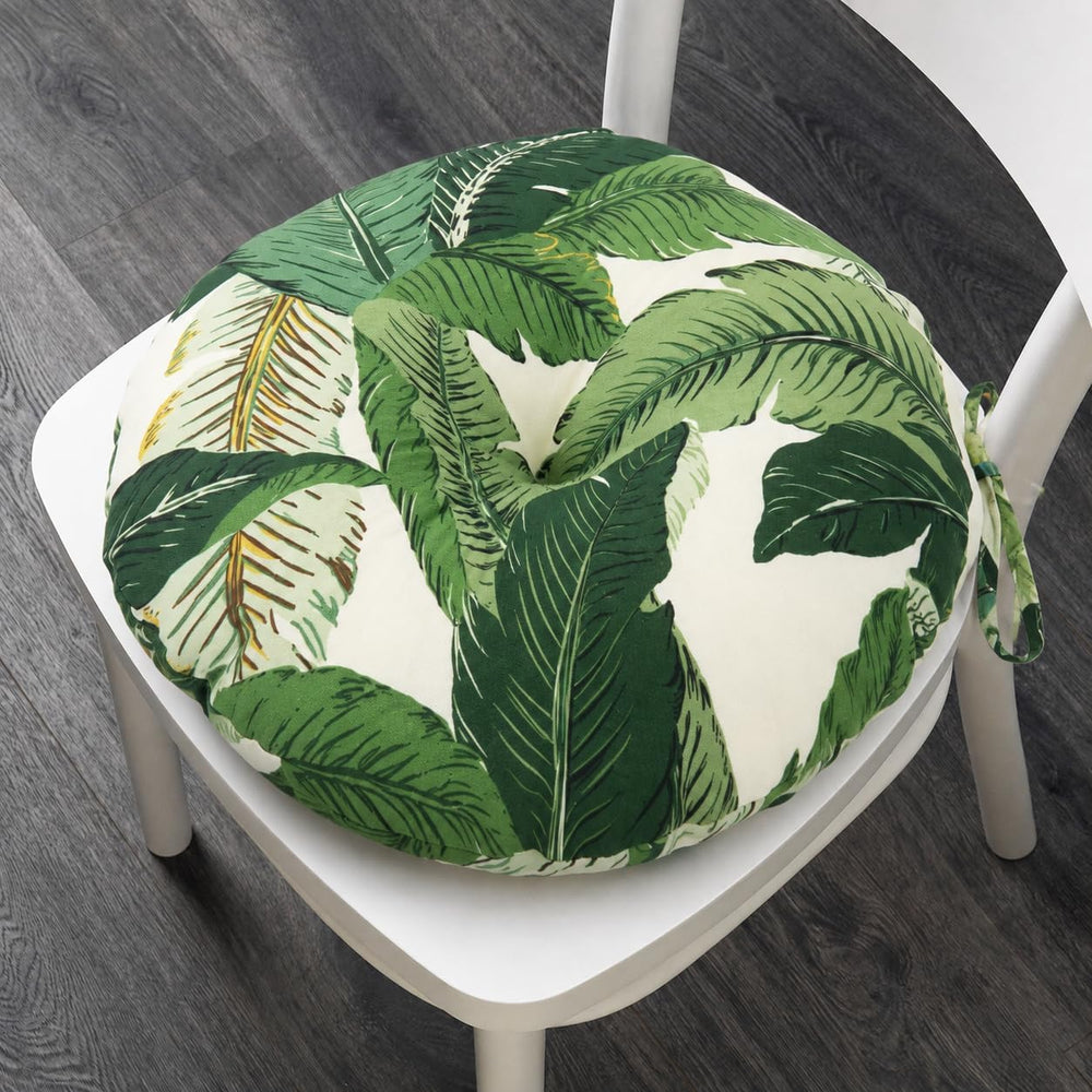 Outdoor Bistro Chair Cushion Set of 2, Waterproof Tufted Round Seat Cushion w...