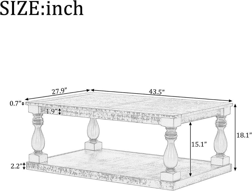 P PURLOVE Solid Wood Coffee Table, Modern Farmhouse Coffee Table/Center Table...