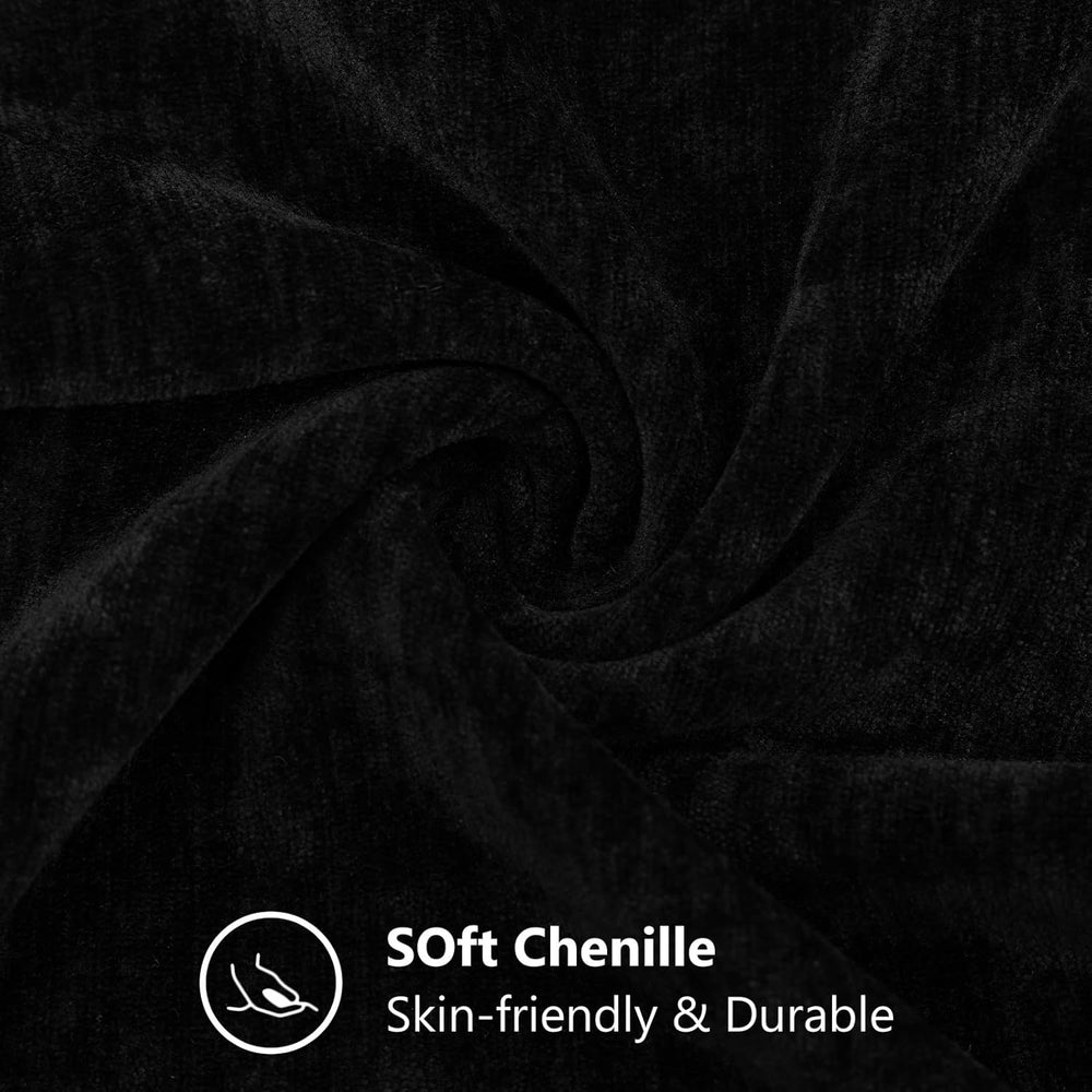 decorUhome Soft Chenille Black Throw Pillow Covers 26X26 Set of 2