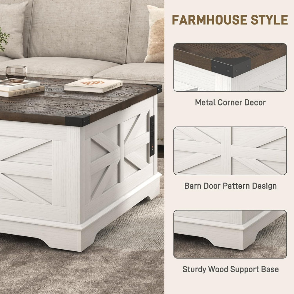 Hlivelood 36" Farmhouse Movable Lift Top Coffee Table with Storage and P...
