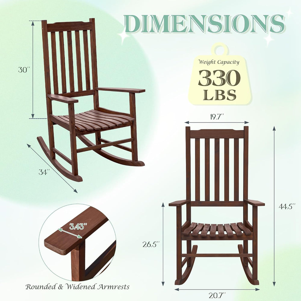 Flamaker Acacia Wooden Rocking Chair Outdoor Rocking Chair (Brown)