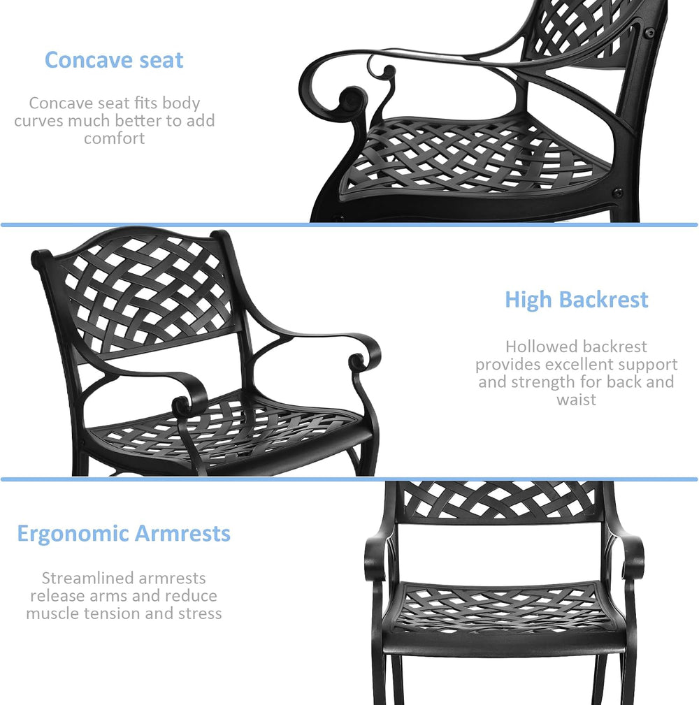 5 Piece Cast Aluminum Outdoor Dining Set, Outdoor Table and Chairs Set of 4, ...