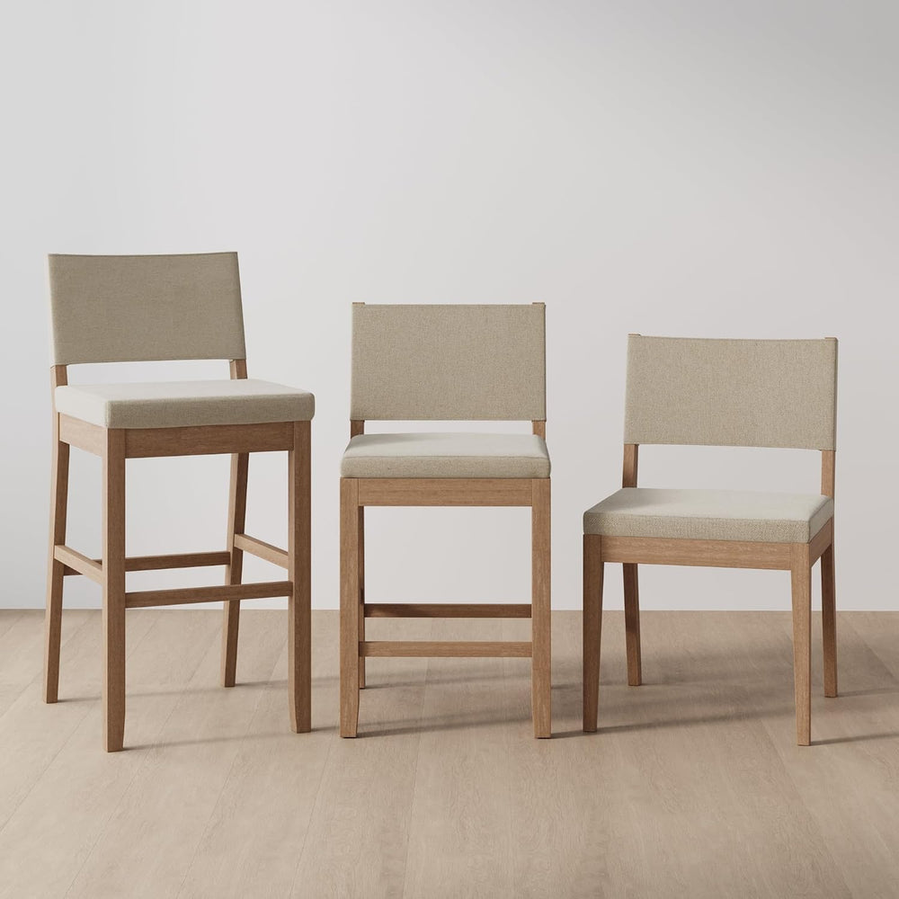 Nathan James Linus Modern Upholstered Counter Height Bar Stool with Back and ...