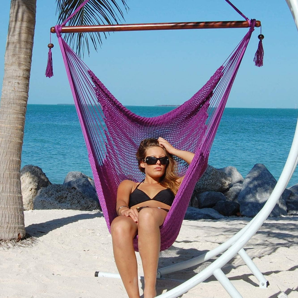 Large Caribbean Hammock Chair - 48 Inch - Polyester - Hanging Chair - Purple
