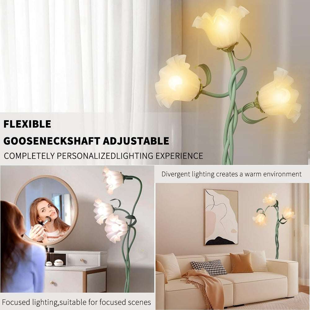 Flower Floor Lamp for Living Room, Tall Flower Reading lamp with Flexible Nec...