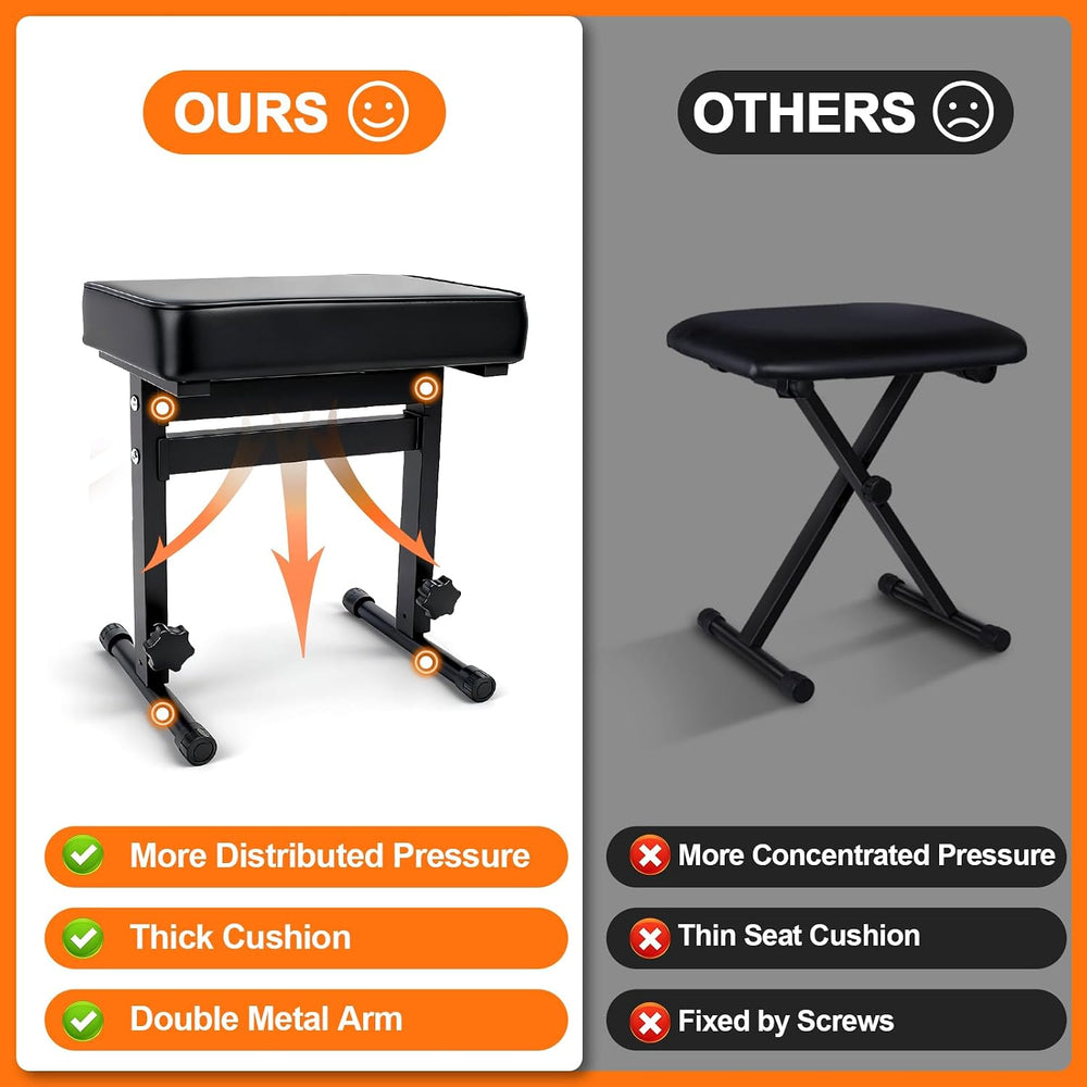 Firstar Adjustable Piano Bench 18.11" to 22.83", Durable Piano Stoo...
