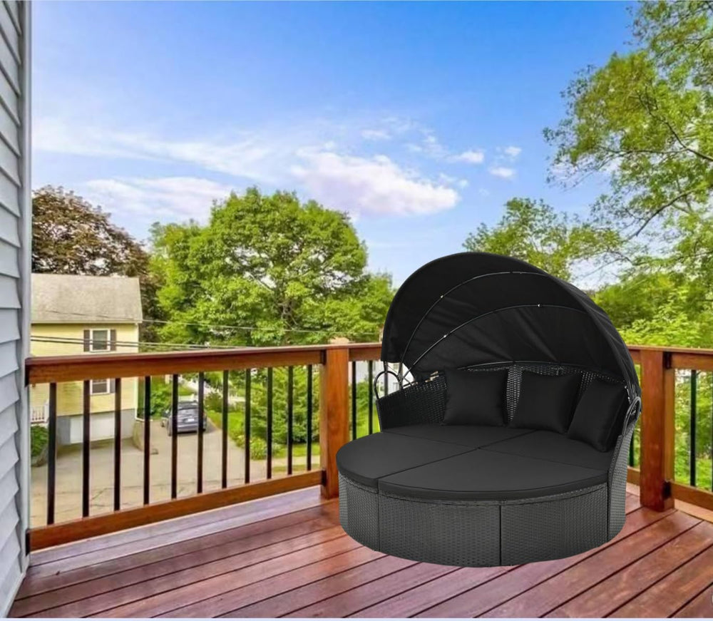 Outdoor 66in Round Daybed Replacement Canopy Cover,Black