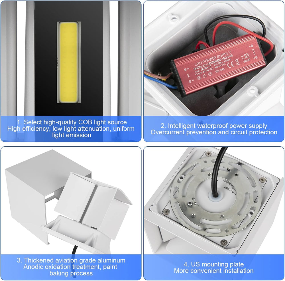 Juyace 2 Pack 20W LED Modern Wall Sconce Outdoor Up and Down Exterior Light