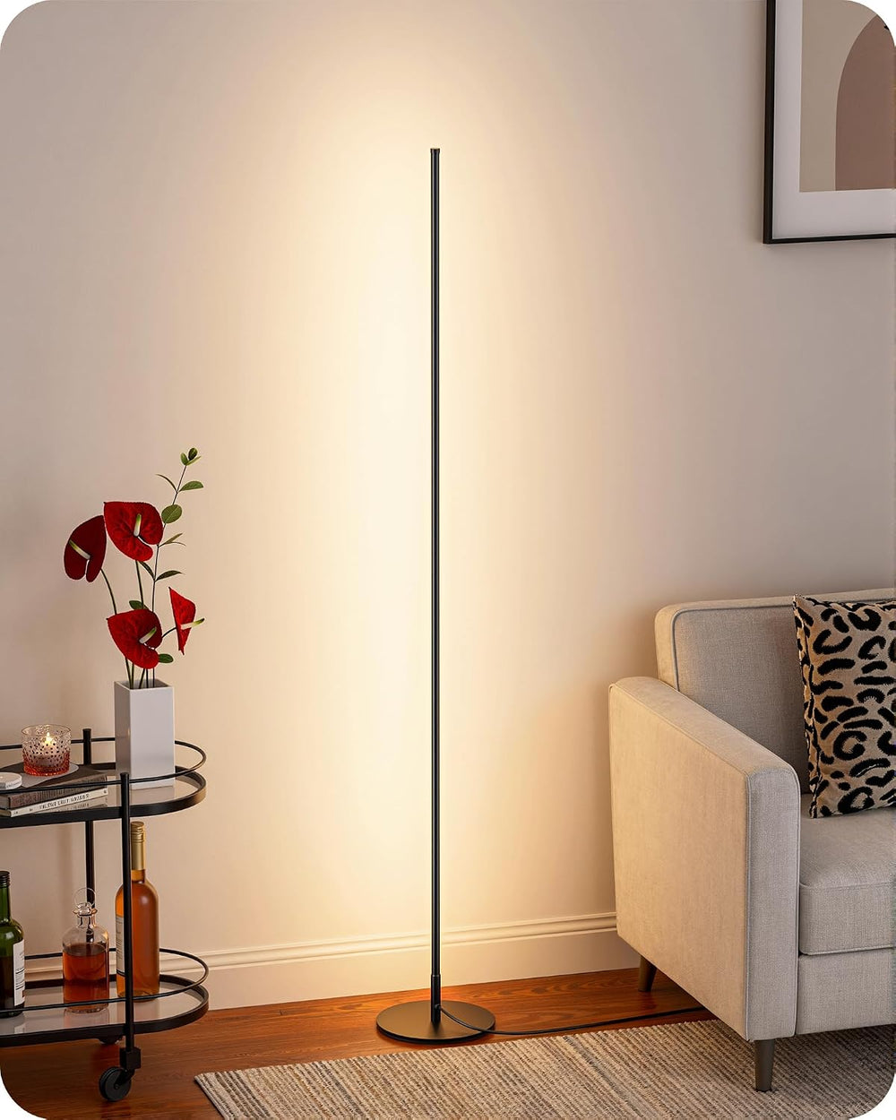 EDISHINE 57.5" Floor Lamp with Remote & Foot Switch, Dimmable & ...