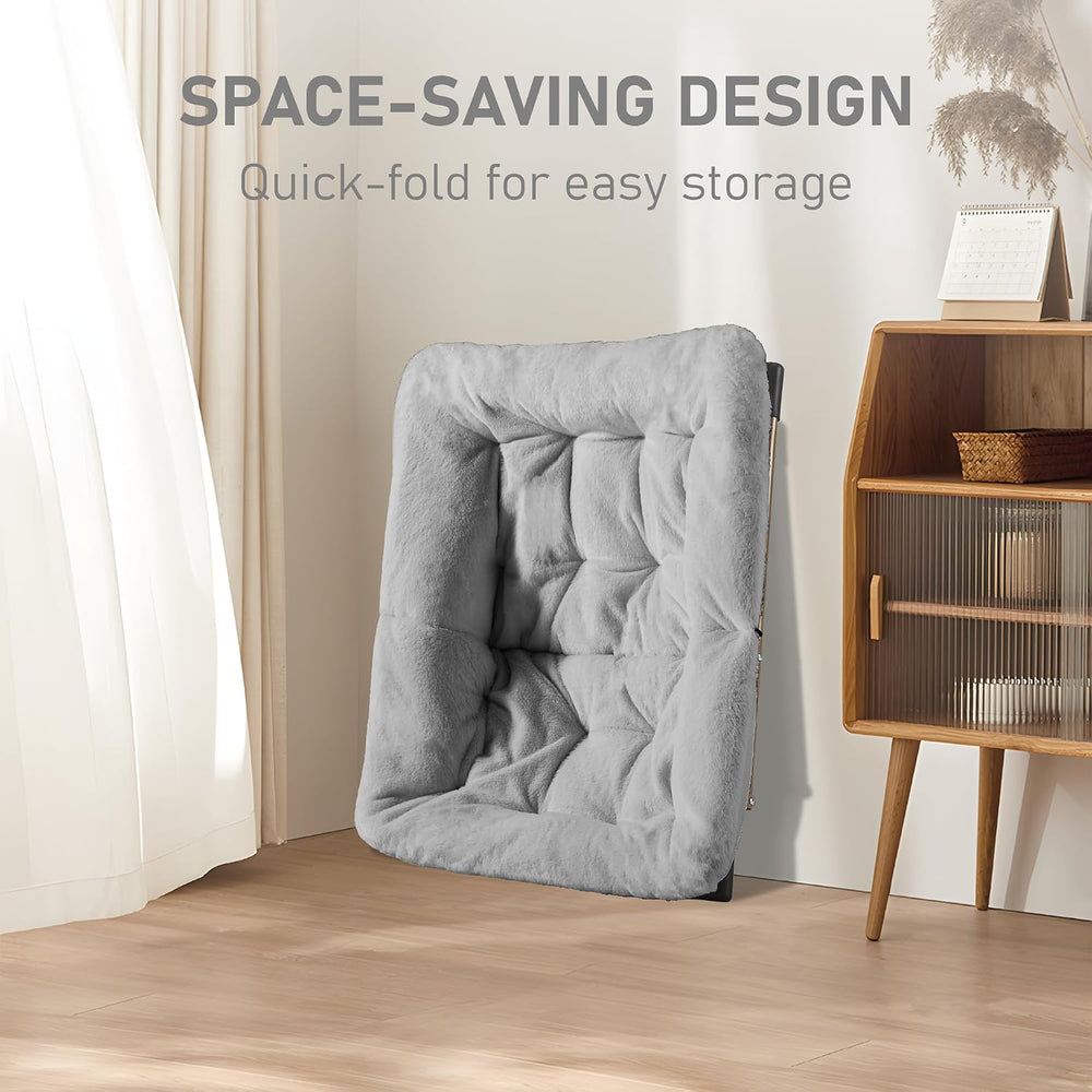 Youtanic Comfy Oversized Saucer Chair with Ottoman,Soft Faux Fur Reading Loun...