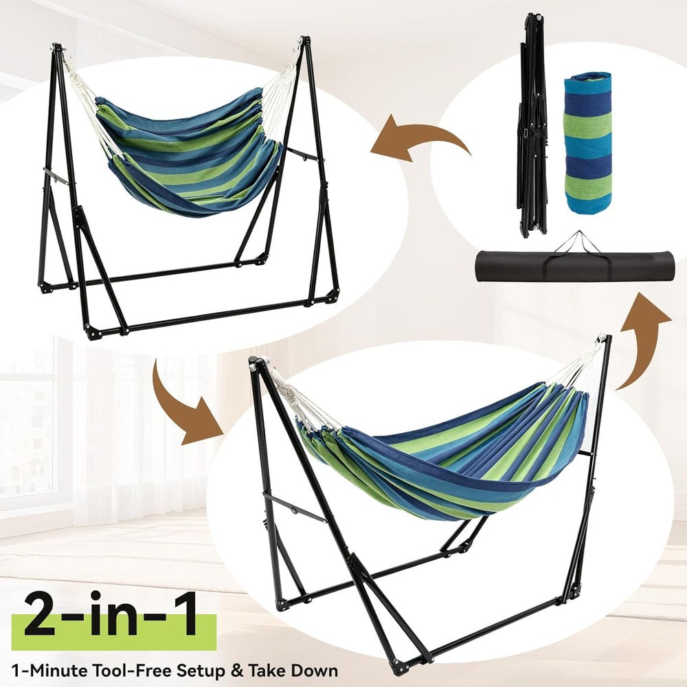 Portable Multifunctional Hammock Chair with Stand for Outside or Inside