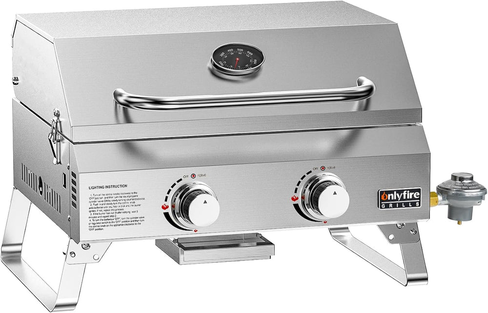 ONLYFIRE GRILLS Tabletop Gas Grill 2 Burners, Portable BBQ Grill, GS322