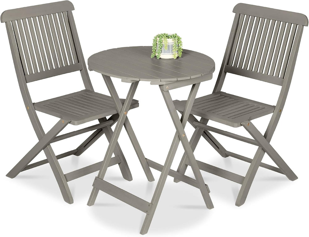 Best Choice Products 3-Piece Acacia Wood Bistro Set, Folding Patio Furniture ...
