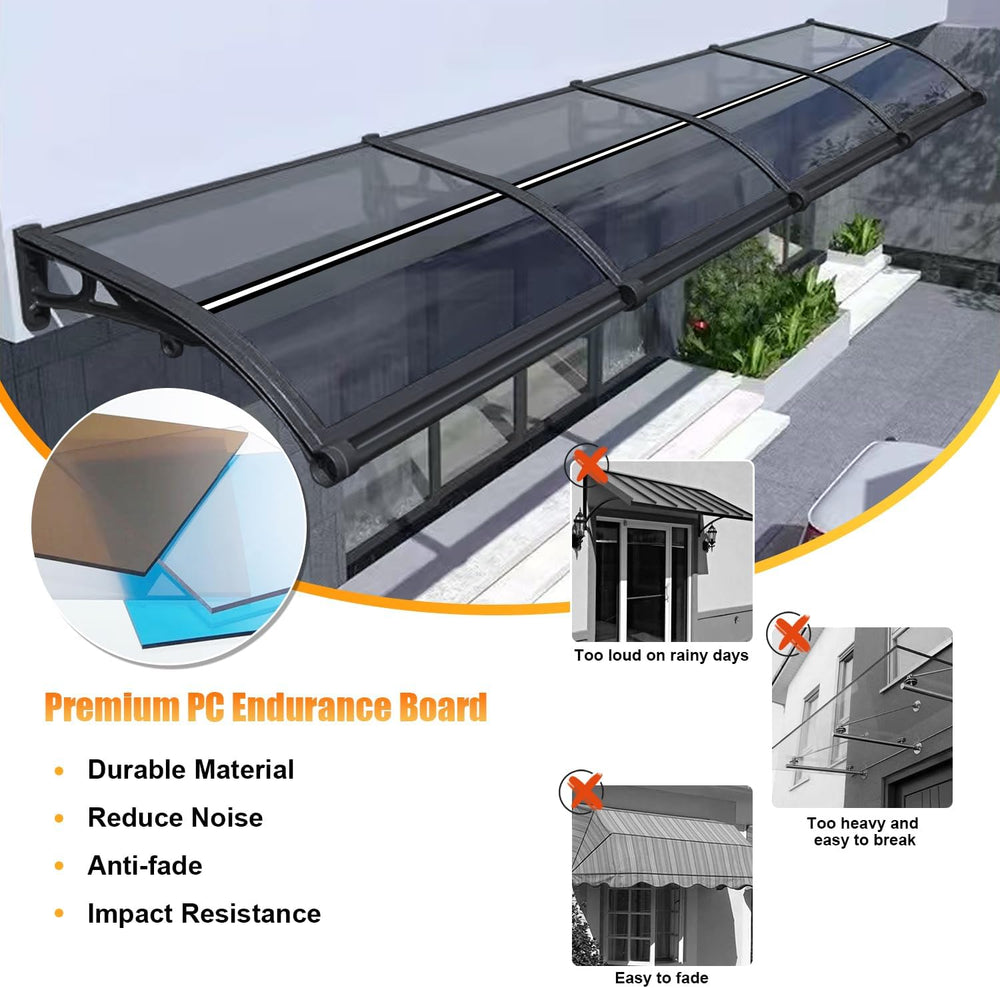Door Awning Exterior, Polycarbonate Canopy with Aluminum Frame. UV Resistant ...