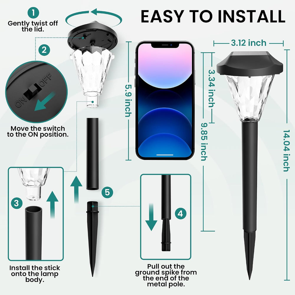 GIGALUMI 16 Pack Solar Lights Outdoor Waterproof, Solar Garden Lights