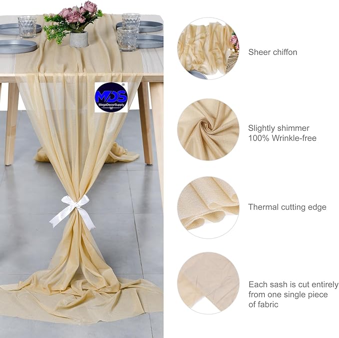 MDS Halloween Chiffon Table Runner - 5 Pack, 29 x 170 Inches, 14ft Each - She...