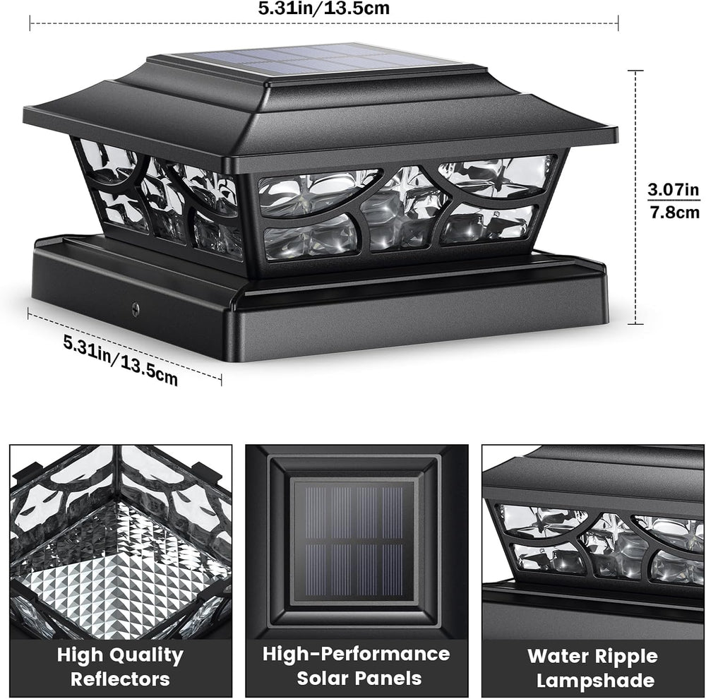 SIEDiNLAR Solar Post Lights Outdoor 4 Modes, 6 Pack Black, Warm/Cool White