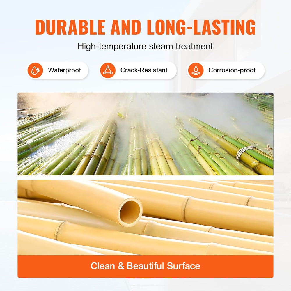 VEVOR Natural Rolled Bamboo Fence, Eco-Friendly Privacy Screen 4 ft H x 8 ft ...