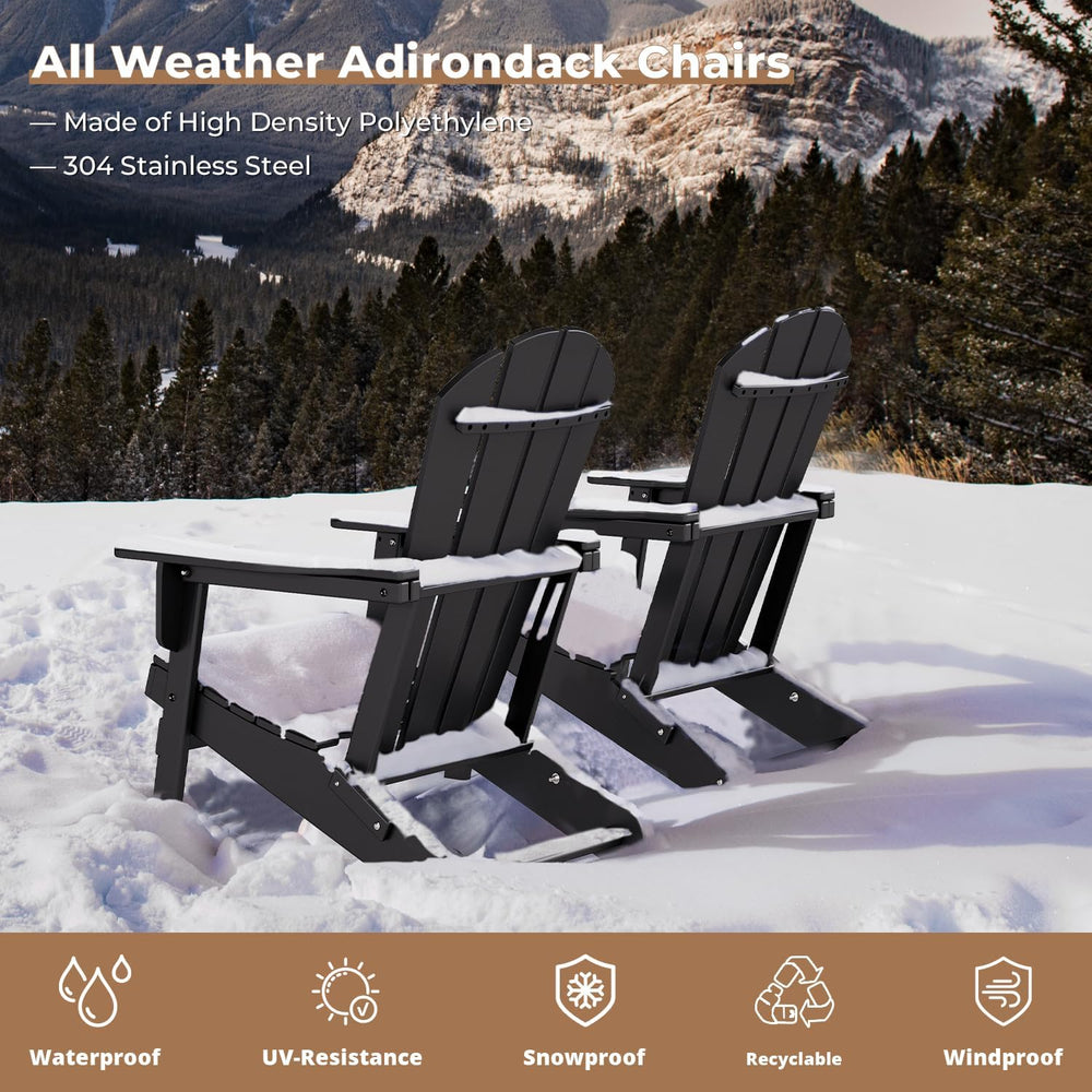 BRIOPAWS Folding-Adirondack-Chairs Set of 2 | HDPE Plastic | Fire Pit Chair |...