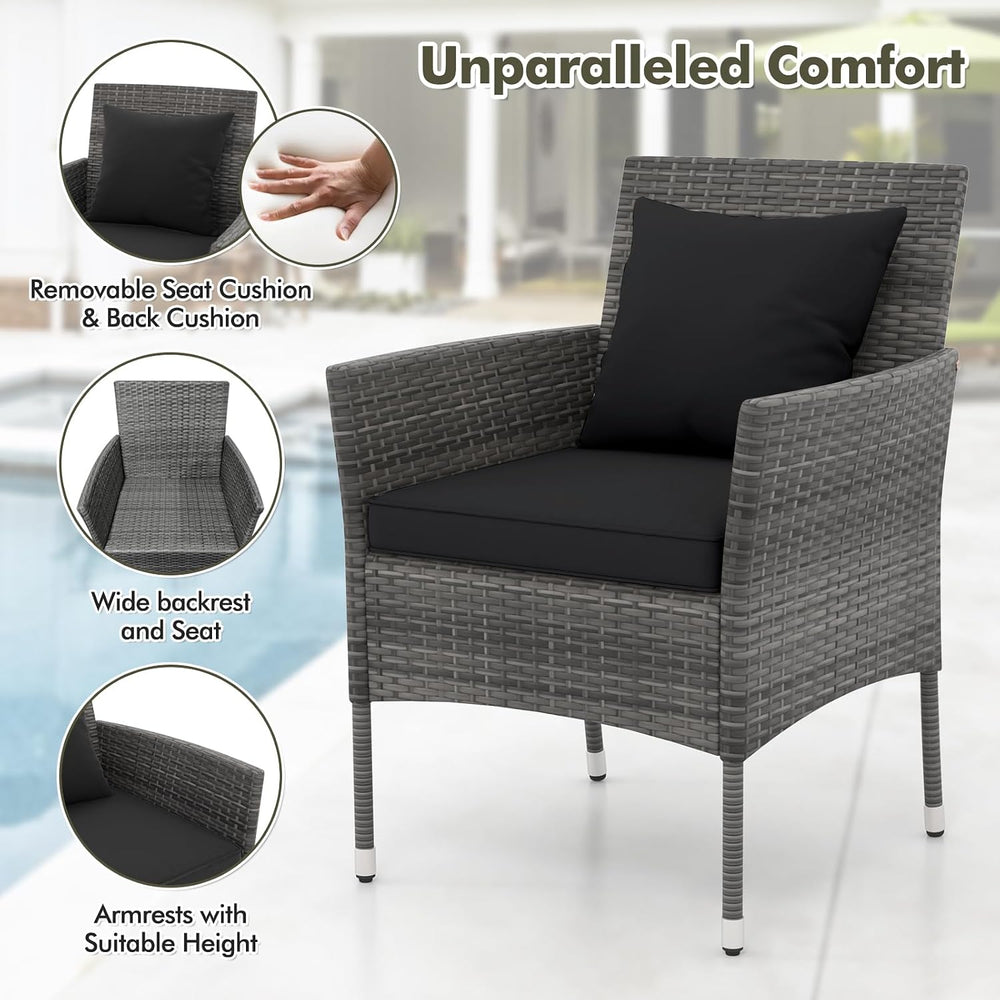 DORTALA Wicker Patio Furniture Set 3 Piece, Small Outdoor Table & Chairs ...