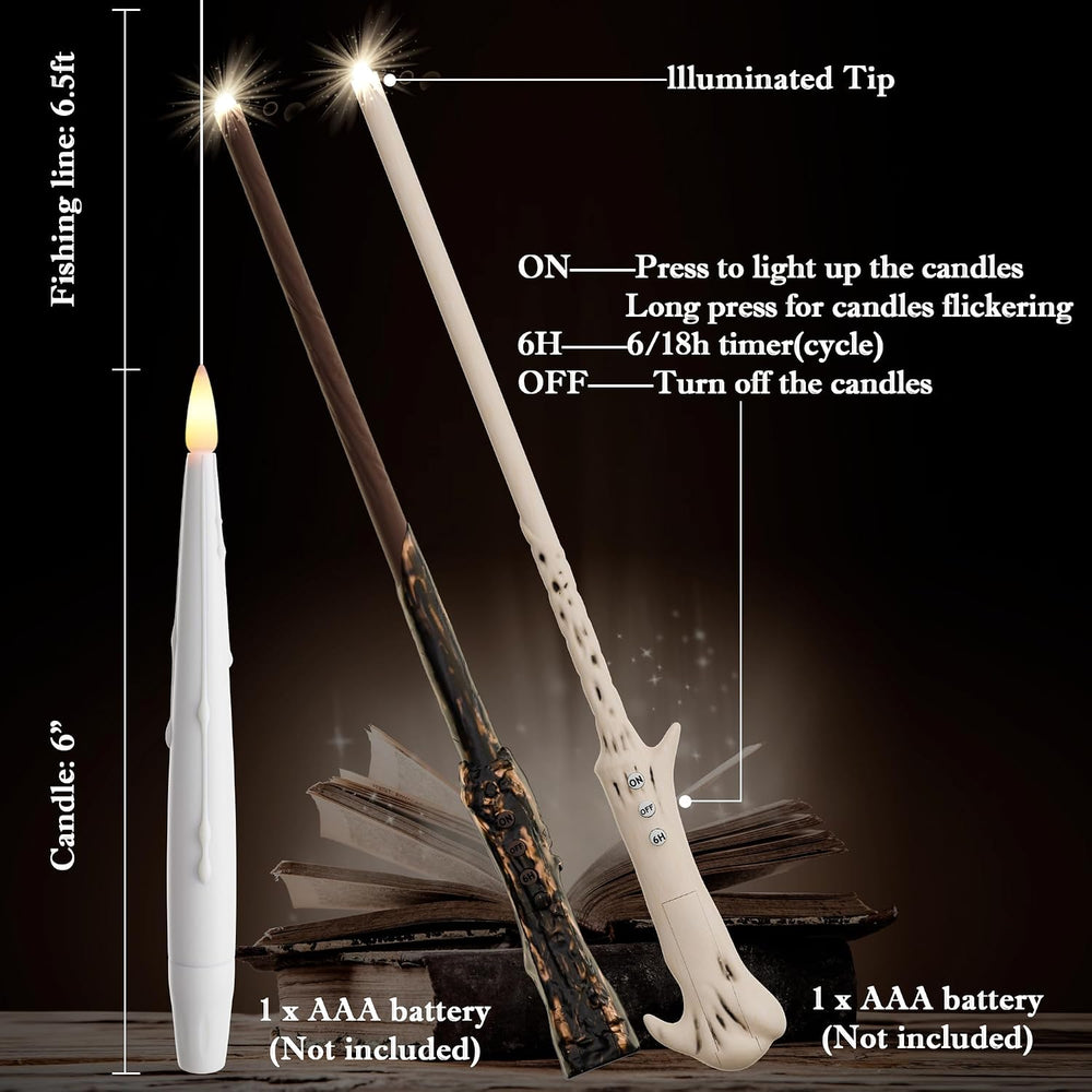 JOIONE Floating Candles with Wand, 20Pcs White Hanging Candle for Halloween