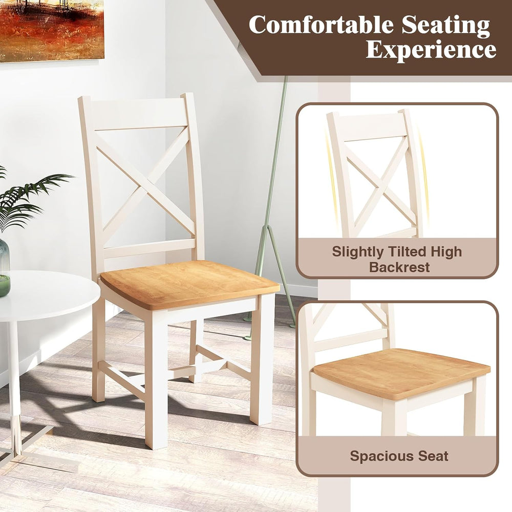 GIANTEX Farmhouse Dining Chairs Set of 2, Kitchen Chairs w/High Cross Back
