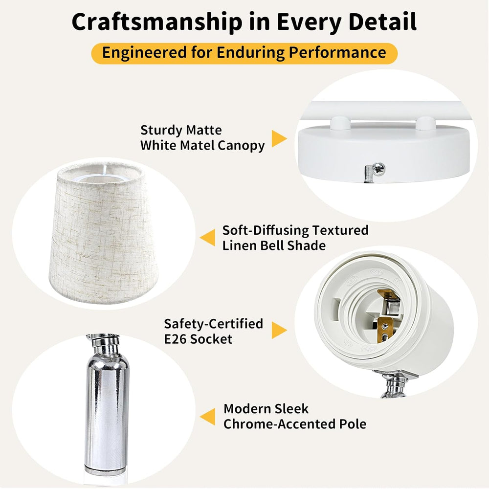 HiBay 2-Light White Track Lighting Ceiling, Linen Shade Spotlight, E26