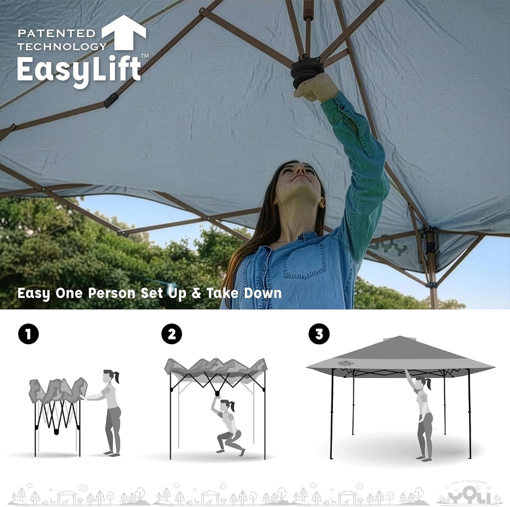 YOLI Forum EasyLift 169 Instant Pop Up Canopy, 13x13 Top on 10x10 Base, Alumi...