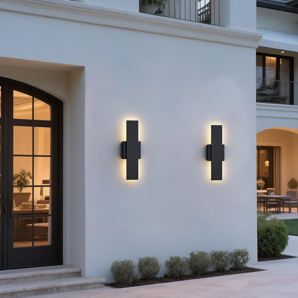 2 Pack LED Modern Outdoor Wall Lights Dimmable 3-Color Temperature 15.7in Ext...