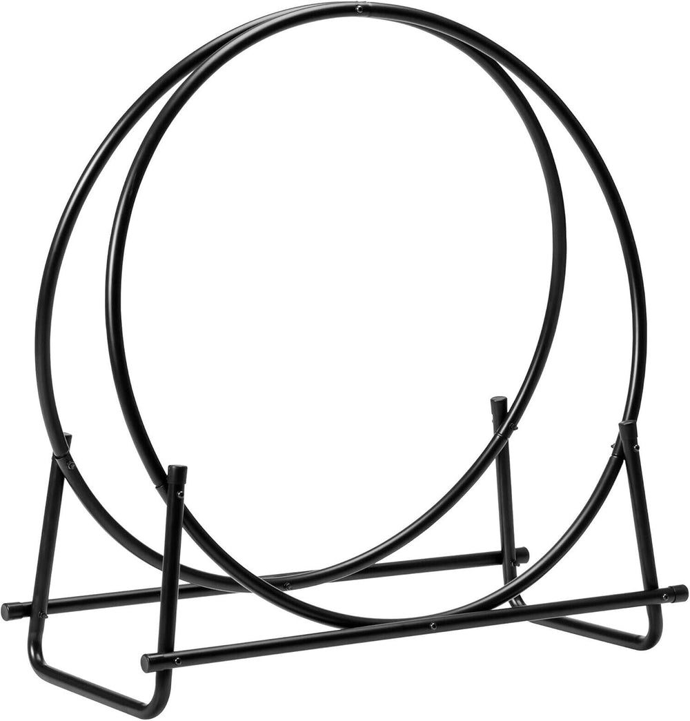 DORTALA 30 Inch Firewood Log Hoop, Fireplace Wood Storage Rack, Heavy-Duty Ro...