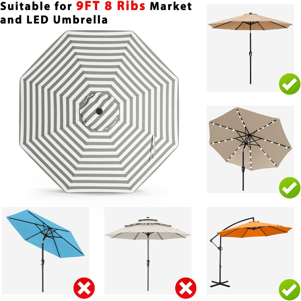 ABCCANOPY OLEFIN® 5-Year No Fade 9FT Patio Replacement Canopy(Gray Stripe)