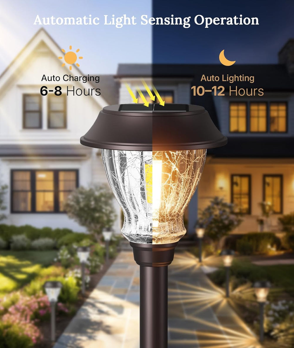 XMCOSY+ Solar Pathway Lights Outdoor, 6 Pack Warm White Landscape Lighting