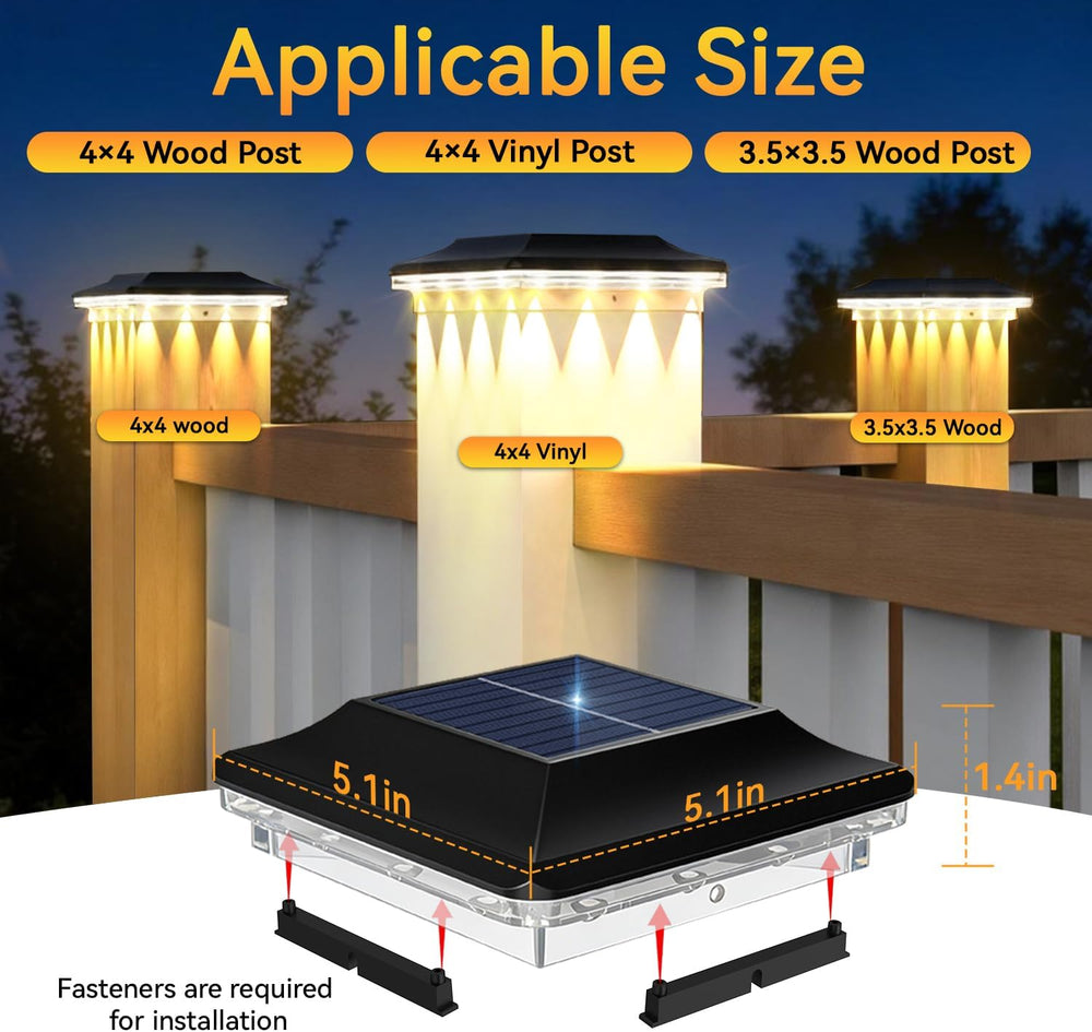 ZCXLIGHT Solar Post Cap Lights Outdoor 6 Pack, 4x4 Post Solar Lights Waterpro...