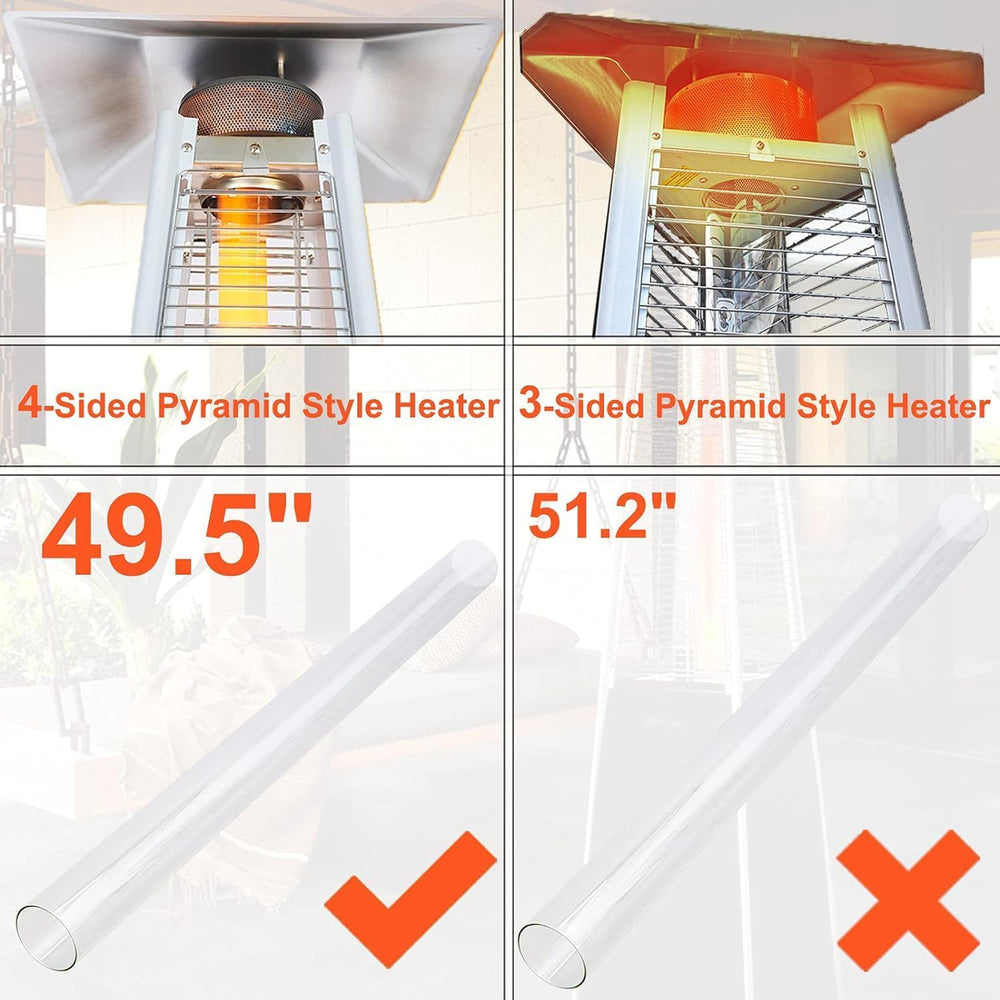 Patio Heater Glass Tube Replacement, 49.5 x 4" Replacement Parts with Ri...