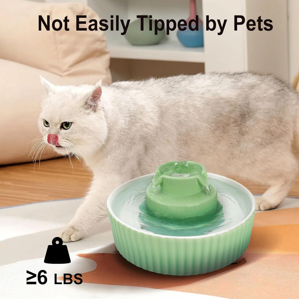 Lawfery Ceramic Cat Water Fountain, 2.1L/71oz Cupcake Pet Fountain