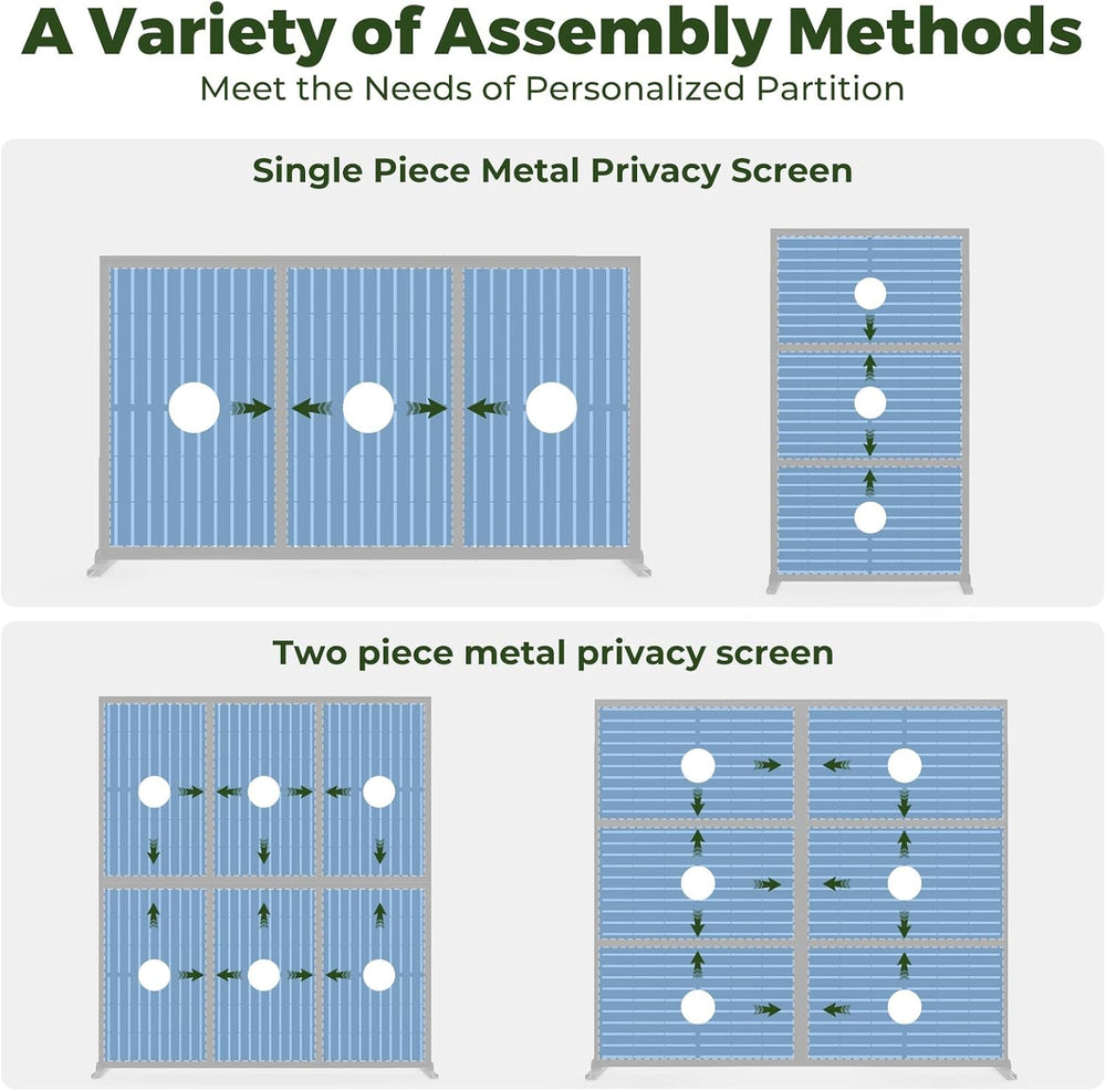 Kingsyard 72x47 Inch Metal Privacy Screen Outdoor Freestanding