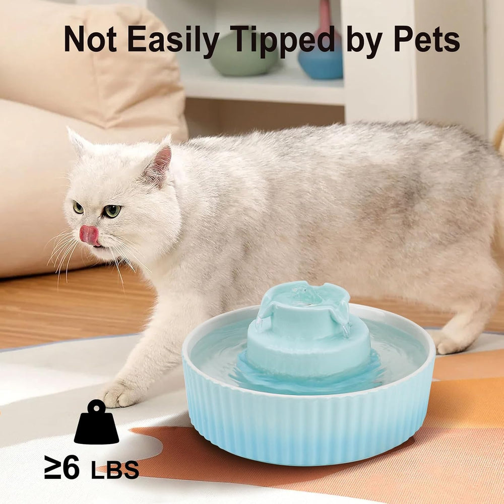 Lawfery Ceramic Cat Water Fountain, 2.1L/71oz Cupcake Pet Fountain