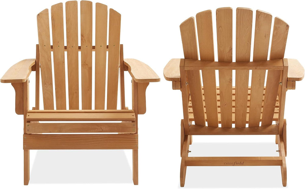 Casafield Oversized Folding Adirondack Chair, Cedar Wood Outdoor Fire Pit Lou...