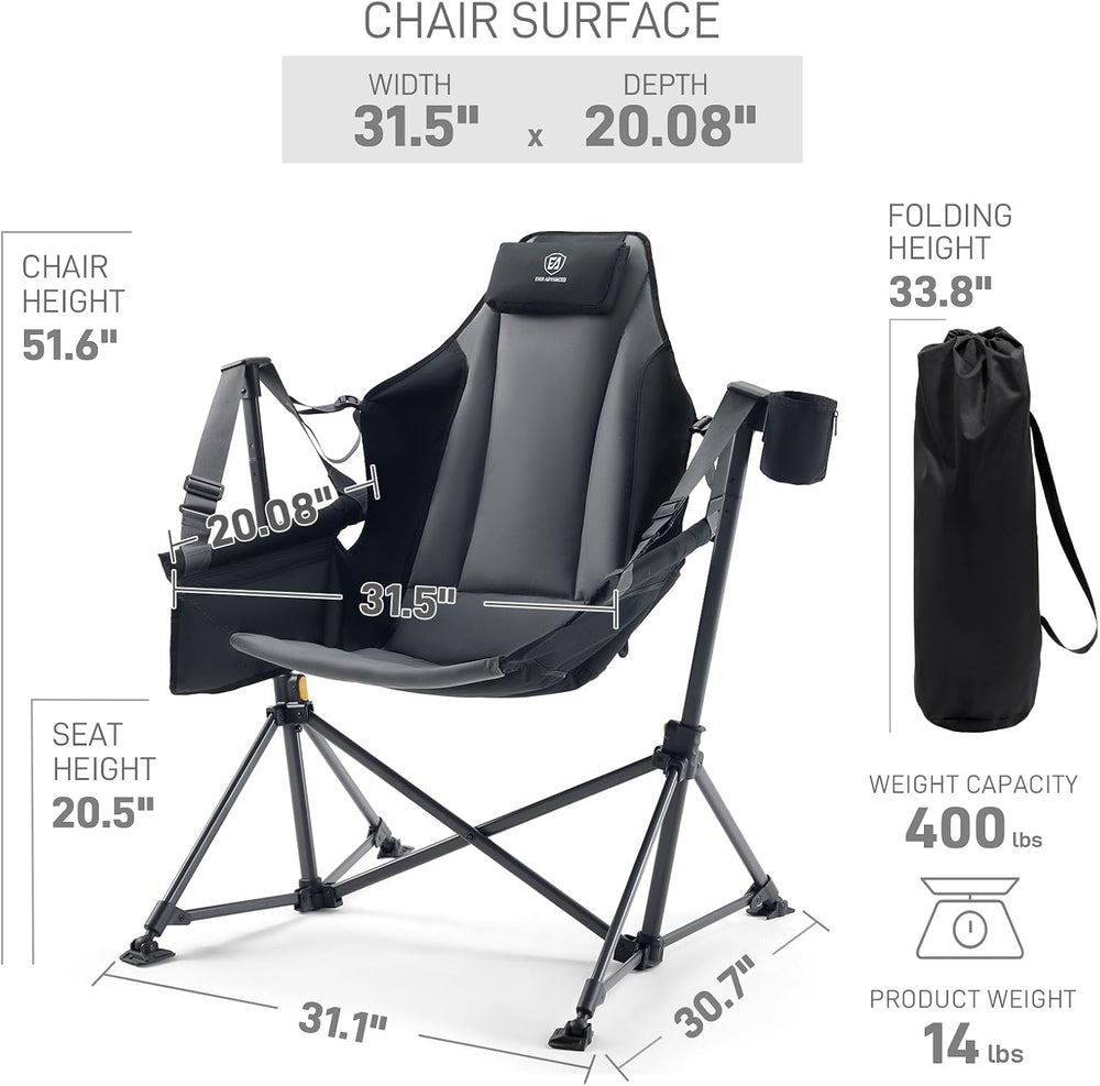 EVER ADVANCED Padded Oversized Hammock Camping Chair, Compact Heavy Duty Swin...