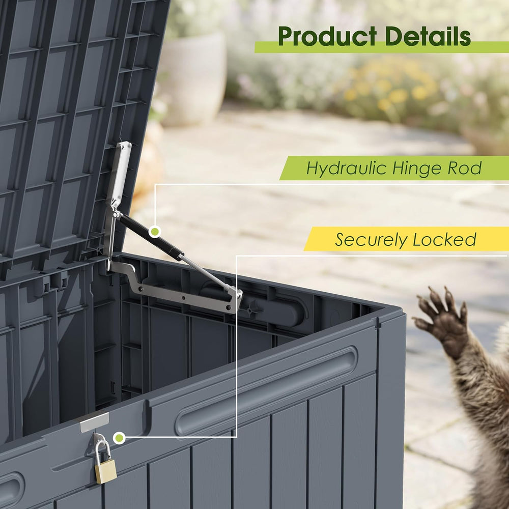 Devoko 100 Gallon Outdoor Storage Box, Waterproof Deck Box Lockable (Gray)