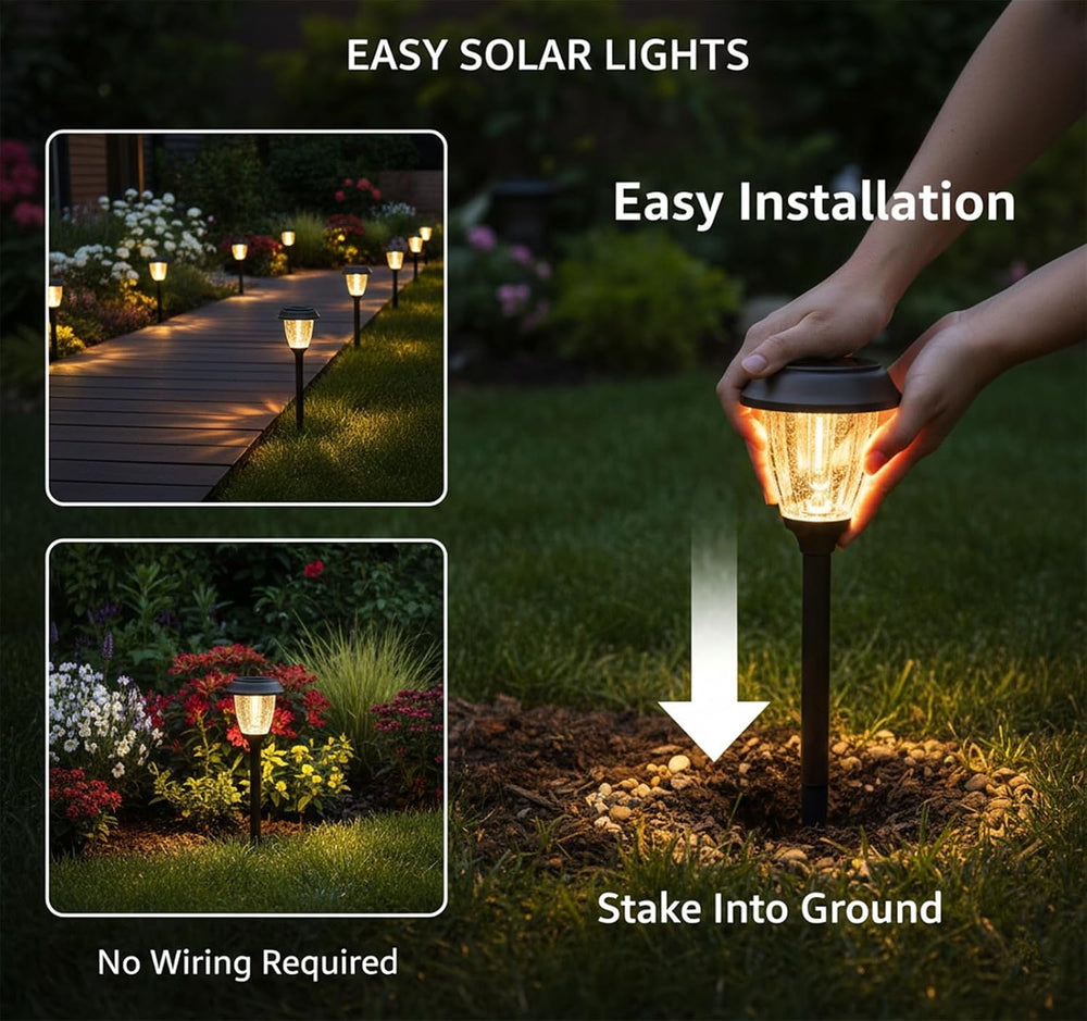 XMCOSY+ Solar Pathway Lights Outdoor, 6 Pack 2-Mode Solar Garden Lights