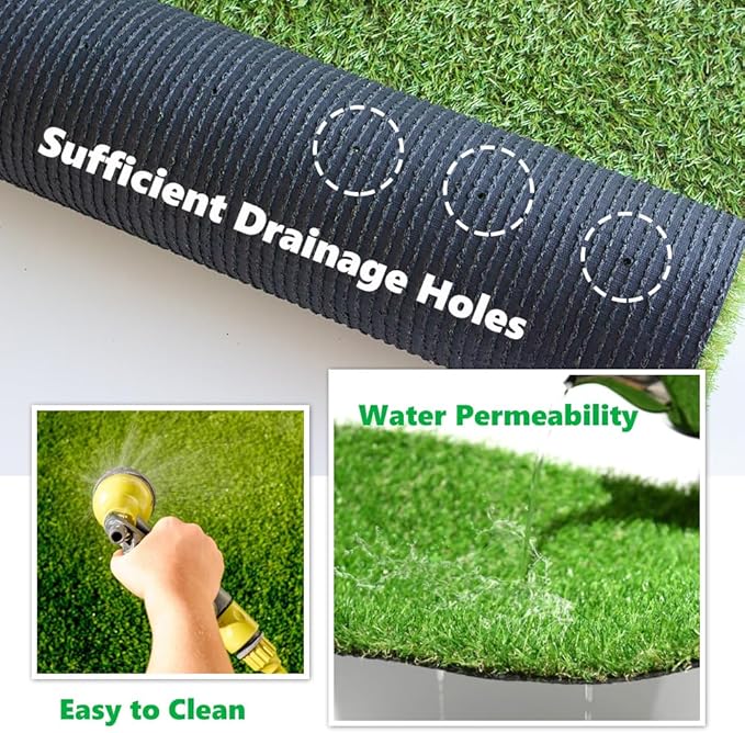 Artificial Grass Outdoor Rug, 3FT x 5FT (15 Square Feet) 0.8 inch Realistic F...