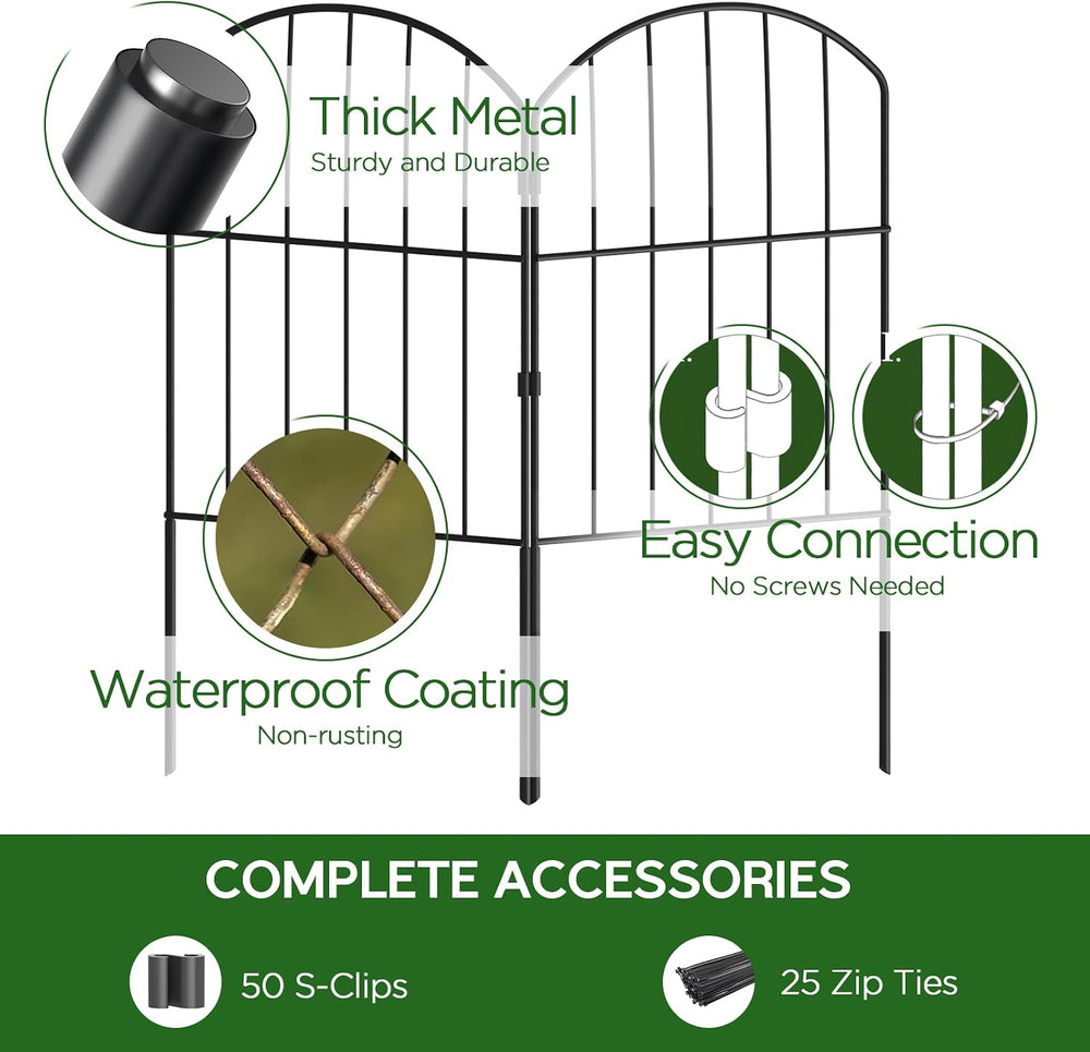 Goovilla Garden Fence, Total 27ft(L) x 24in(H), 25 Pcs, Rustproof Metal