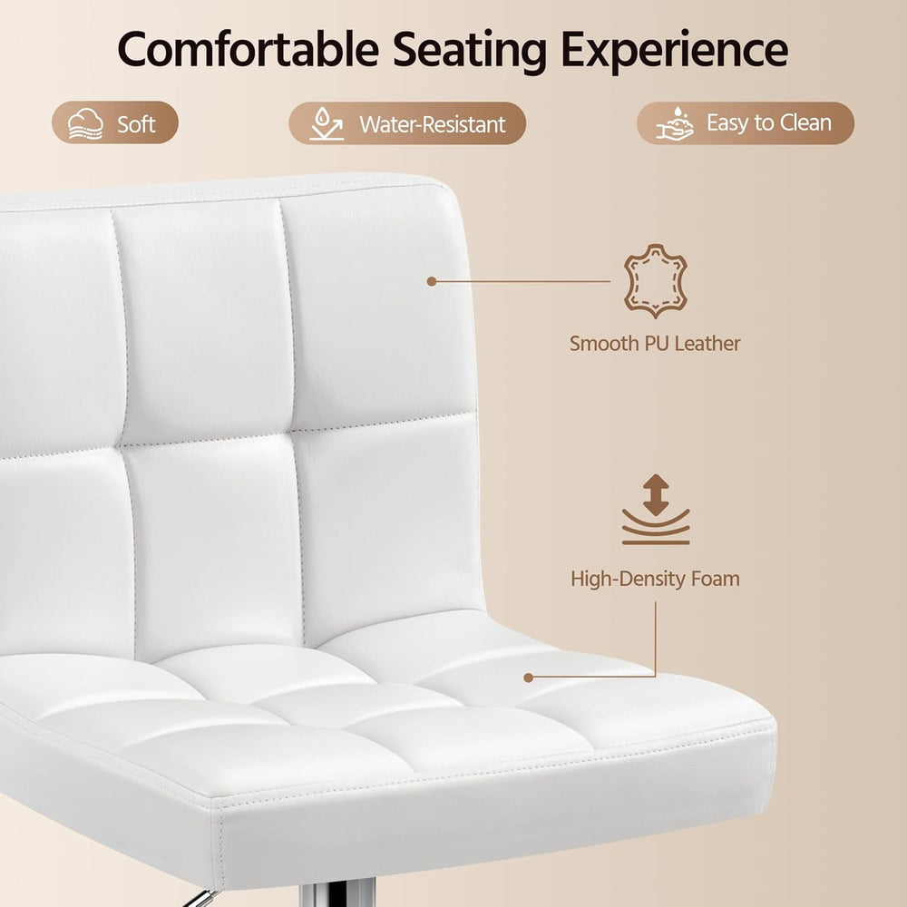 Yaheetech Single Bar Stool Adjustable Counter Height Barstool White