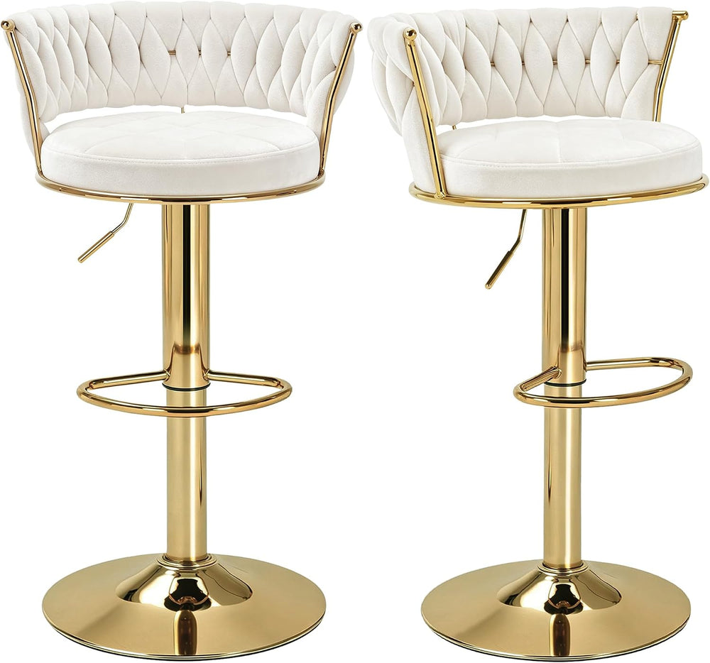 VECELO Bar Stools Set of 2, Adjustable Barstools Counter Height Stools with B...
